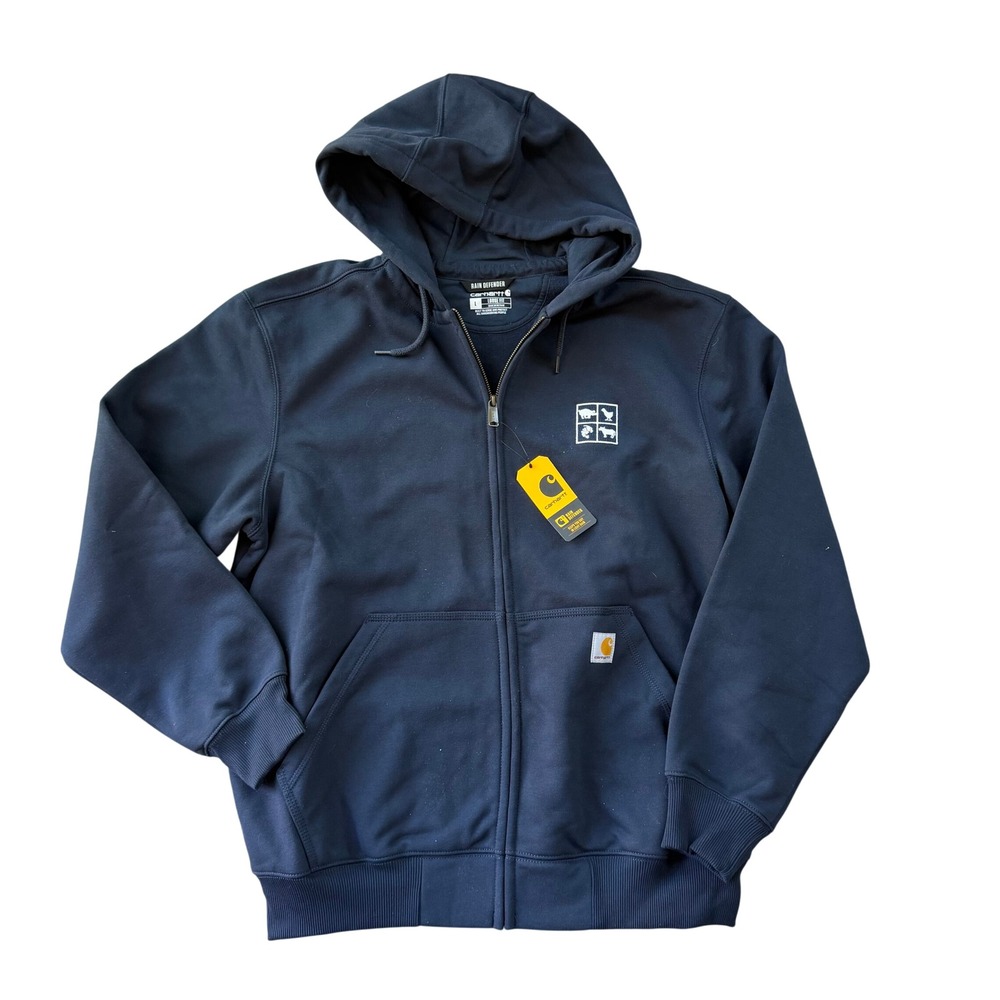 NWT Carhartt Rain Defender Heavyweight Full Zip Hoodie Navy Blue Mens Large